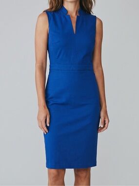 Tribal Royal Blue Sheath Dress V Neck Sleeveless Workwear Career Chic Size 0